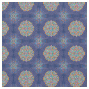 Mandalas in mengeling Blauwe herhaalde patronen Stof