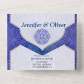 Mandala's in mix Nederlands blauw All In One Uitnodiging (Achterkant)