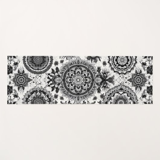 Mandala's in zwart-wit yogamat (Voorkant (horizontaal))