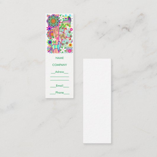 Mandalas, katten en bloemen Fantasy Pattern Mini Visitekaartje (Voorkant / Achterkant)