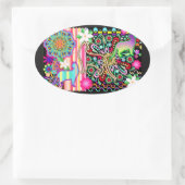 Mandalas, katten en bloemen Fantasy Pattern Ovale Sticker (Tas)