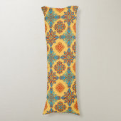 Mandalas op ambergeel lichaamskussen (Voorkant Verticaal)