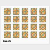 Mandalas op ambergeel vierkante sticker (Vel)