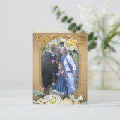 Mandala's op een Gouden & witte foto achtergrond Aankondigingskaart (Staand voorkant)