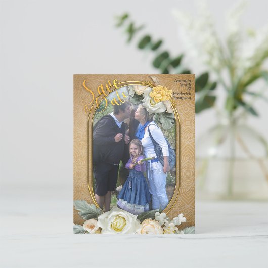 Mandala's op een Gouden & witte foto achtergrond Aankondigingskaart