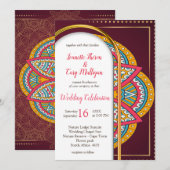 Mandala's op een Maroon achtergrond ontwerp Kaart (Voorkant / Achterkant)