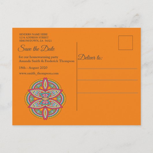 Mandalas op maroon achtergrond aankondigingskaart (Achterkant)