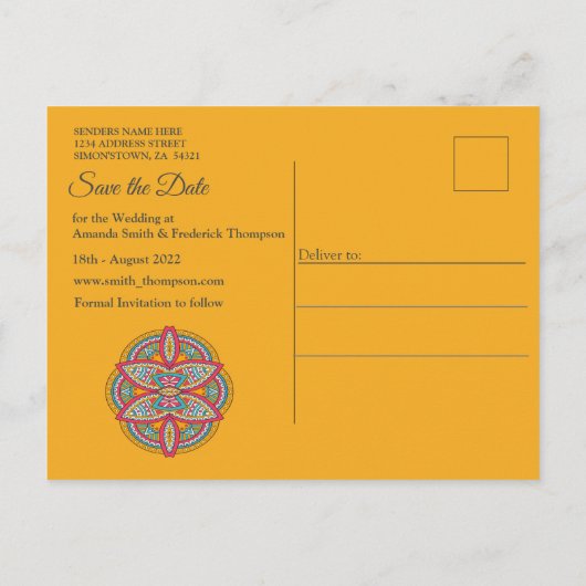 Mandalas op maroon achtergrond aankondigingskaart (Achterkant)