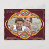 Mandalas op maroon achtergrond aankondigingskaart (Voorkant)