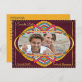 Mandalas op maroon achtergrond aankondigingskaart (Voorkant / Achterkant)