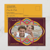 Mandalas op maroon achtergrond aankondigingskaart (Voorkant / Achterkant)