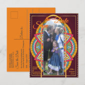 Mandalas op maroon achtergrond aankondigingskaart (Voorkant / Achterkant)