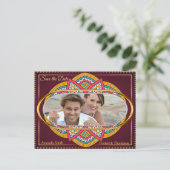 Mandalas op maroon achtergrond aankondigingskaart (Staand voorkant)