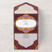 Mandalas op maroon achtergrond all in one uitnodiging (Buitenkant)