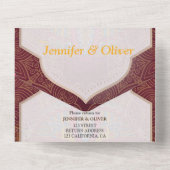 Mandalas op maroon achtergrond all in one uitnodiging (Achterkant)