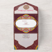 Mandalas op maroon achtergrond all in one uitnodiging (Buitenkant)