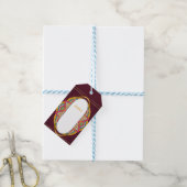 Mandalas op maroon achtergrond cadeaulabel (Met Touw)