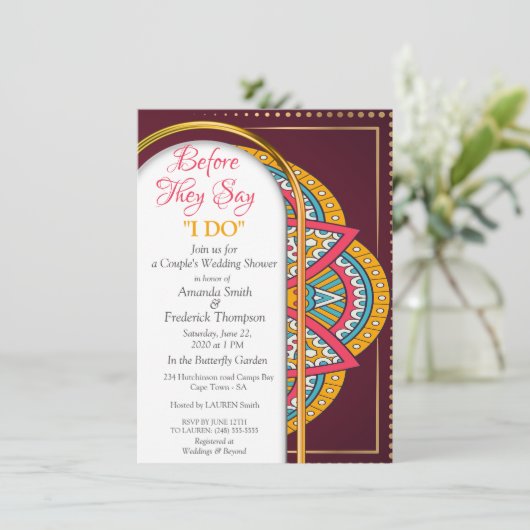 Mandalas op maroon achtergrond kaart (Staand voorkant)