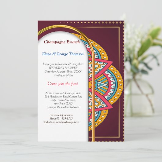 Mandalas op maroon achtergrond kaart (Staand voorkant)