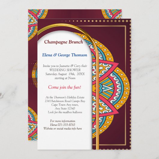 Mandalas op maroon achtergrond kaart (Voorkant / Achterkant)