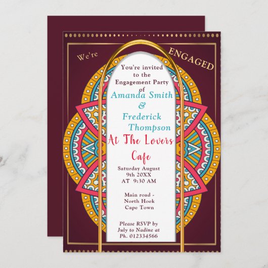 Mandalas op maroon achtergrond kaart (Voorkant / Achterkant)