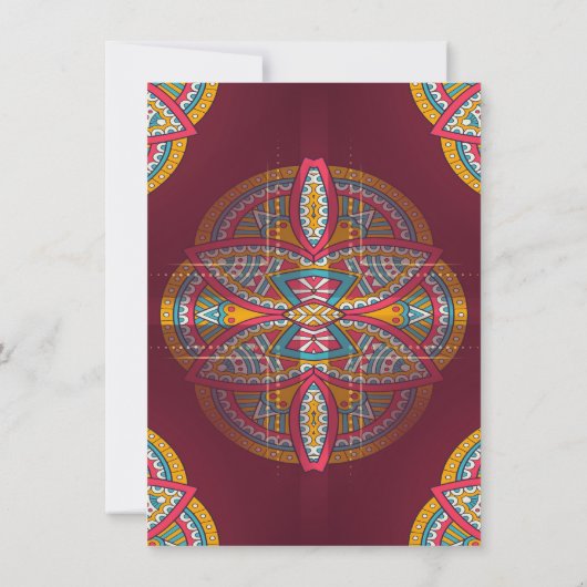 Mandalas op maroon achtergrond kaart (Achterkant)