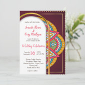 Mandalas op maroon achtergrond kaart (Staand voorkant)