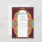 Mandalas op maroon achtergrond RSVP kaartje (Voorkant)