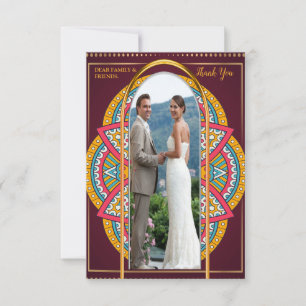 Mandalas op maroon achtergrond RSVP kaartje