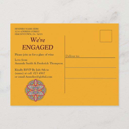 Mandalas op maroon achtergrond uitnodiging briefkaart (Achterkant)