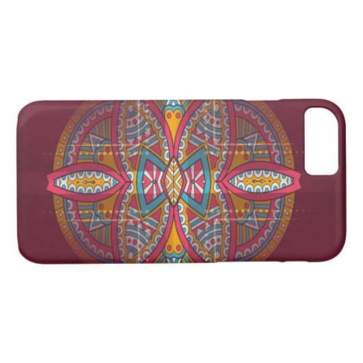 Mandalas op maroon herhaald ontwerp Case-Mate iPhone case (Achterkant (Horizontaal))