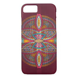 Mandalas op maroon herhaald ontwerp 	iPhone 8/7 hoesje