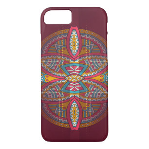 Mandalas op maroon herhaald ontwerp 	iPhone 8/7 hoesje