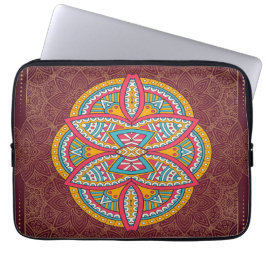 Mandalas op maroon herhaald ontwerp laptop sleeve