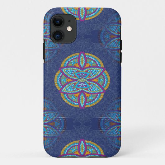 Mandalas op Navy Blue-ontwerp Case-Mate iPhone Case (Achterkant)