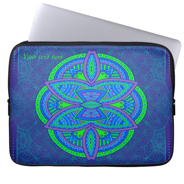 Mandalas op Navy Blue-ontwerp Laptop Sleeve (Voorkant)