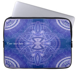 Mandalas op Nederlands-blauw herhaald ontwerp Laptop Sleeve