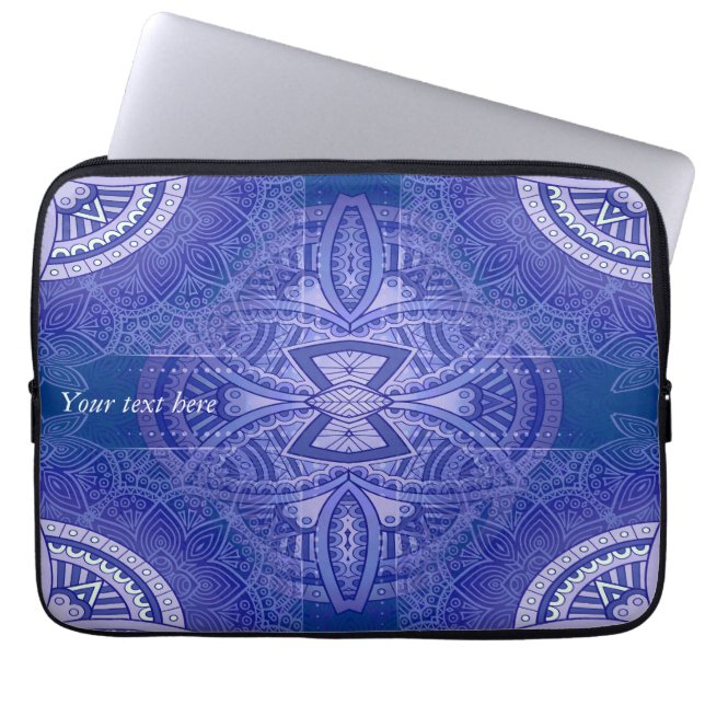 Mandalas op Nederlands-blauw herhaald ontwerp Laptop Sleeve (Voorkant)