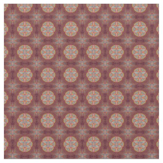 Mandalas over herhaalde maroon patronen stof (Close Up)