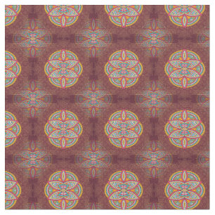 Mandalas over herhaalde maroon patronen stof