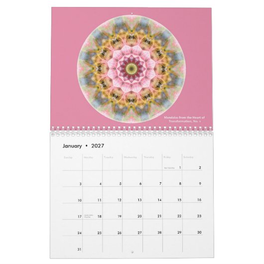 Mandalas uit het hart van de transformatieregeling kalender (Jan 2027)
