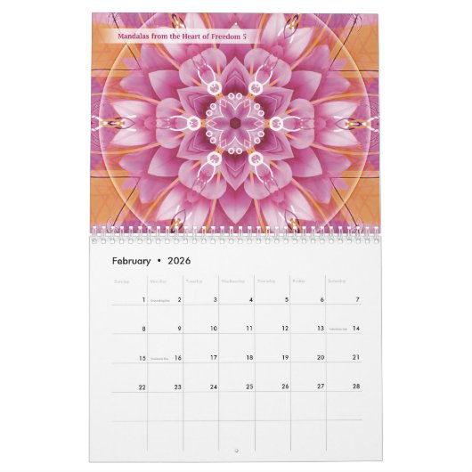 Mandalas uit het hart van vrijheid en verandering kalender (Feb 2026)
