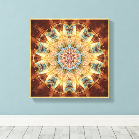 Mandala's van het hart van verandering 4 verpakt C Canvas Afdruk (Insitu (Houten vloer))