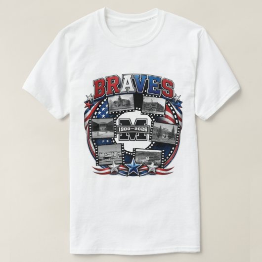 Mandan BRAVES middelbare scholen T-shirt (Design voorkant)