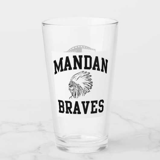 Mandan Braves Pint Glass Glas (Achterkant)