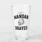 Mandan Braves Pintglas Glas (Achterkant)