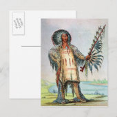 Mandan Indian Ha-Na-Tah-Muah, hoofd van Wolf Briefkaart (Voorkant / Achterkant)