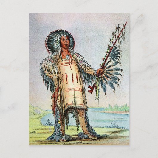 Mandan Indian Ha-Na-Tah-Muah, hoofd van Wolf Briefkaart (Voorkant)