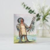 Mandan Indian Ha-Na-Tah-Muah, hoofd van Wolf Briefkaart (Staand voorkant)