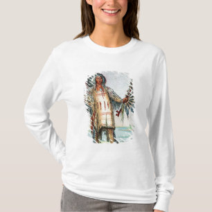 Mandan Indian Ha-Na-Tah-Muah, hoofd van Wolf T-shirt